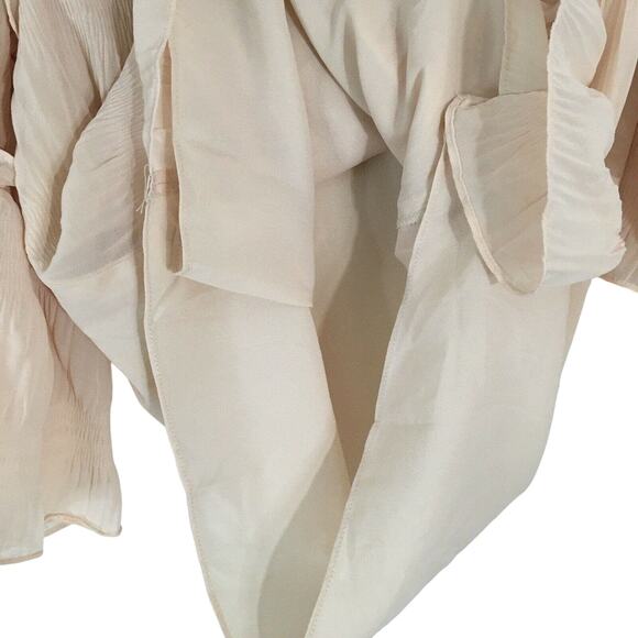 NWT Umgee Pleated Ruffled Tiered Bell Sleeve Top Chiffon Flowy Champagne Pink S - Picture 14 of 15